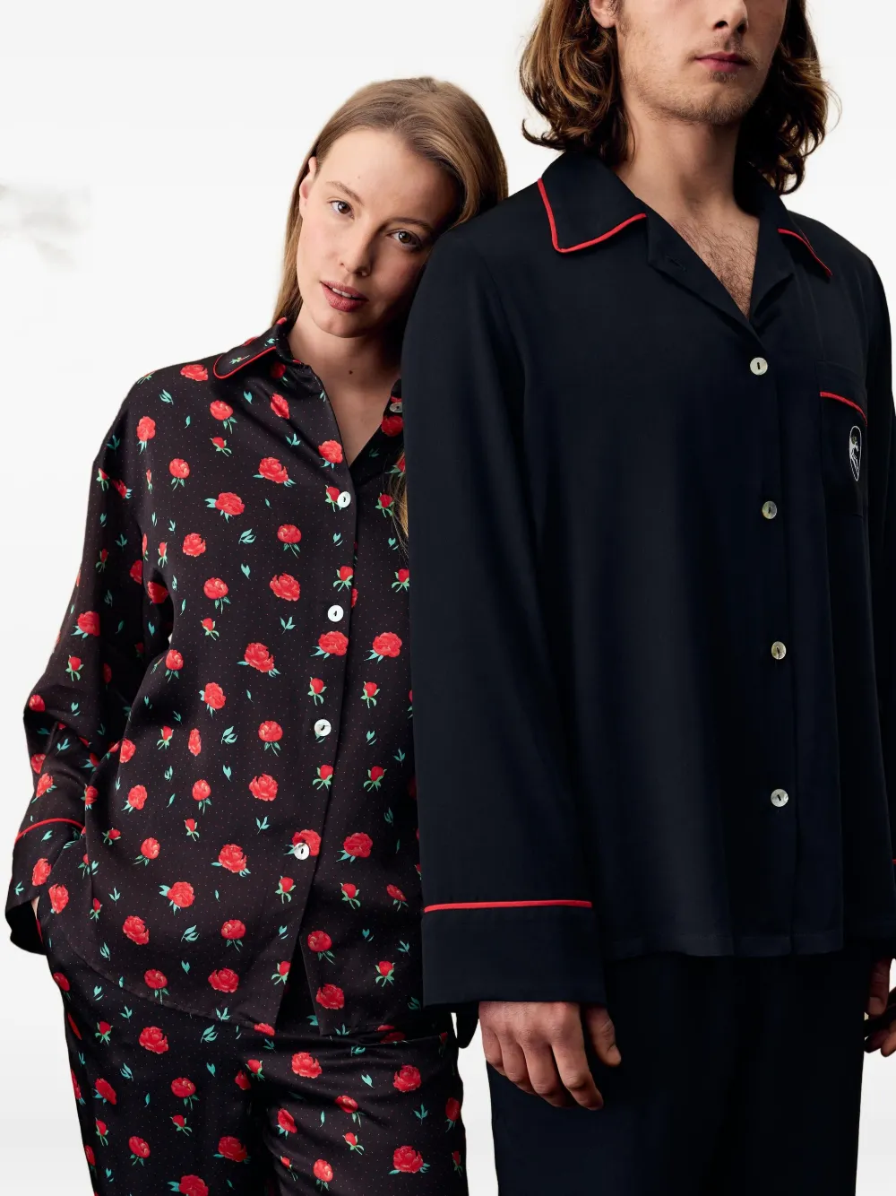 Sleeper Pastelle Oversized Shirt In Poppies Print In Black