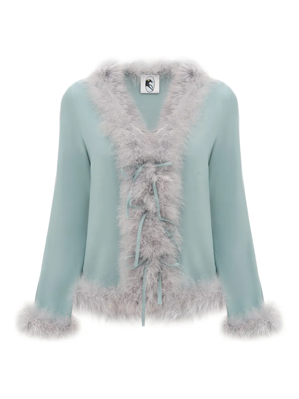 Sleeper Venus In Love Blouse With Feathers In Dove Blue In Blue