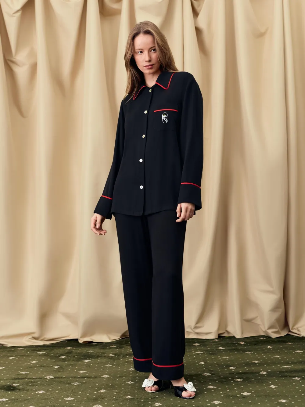 Sleeper Finnegan pyjamashirt Zwart