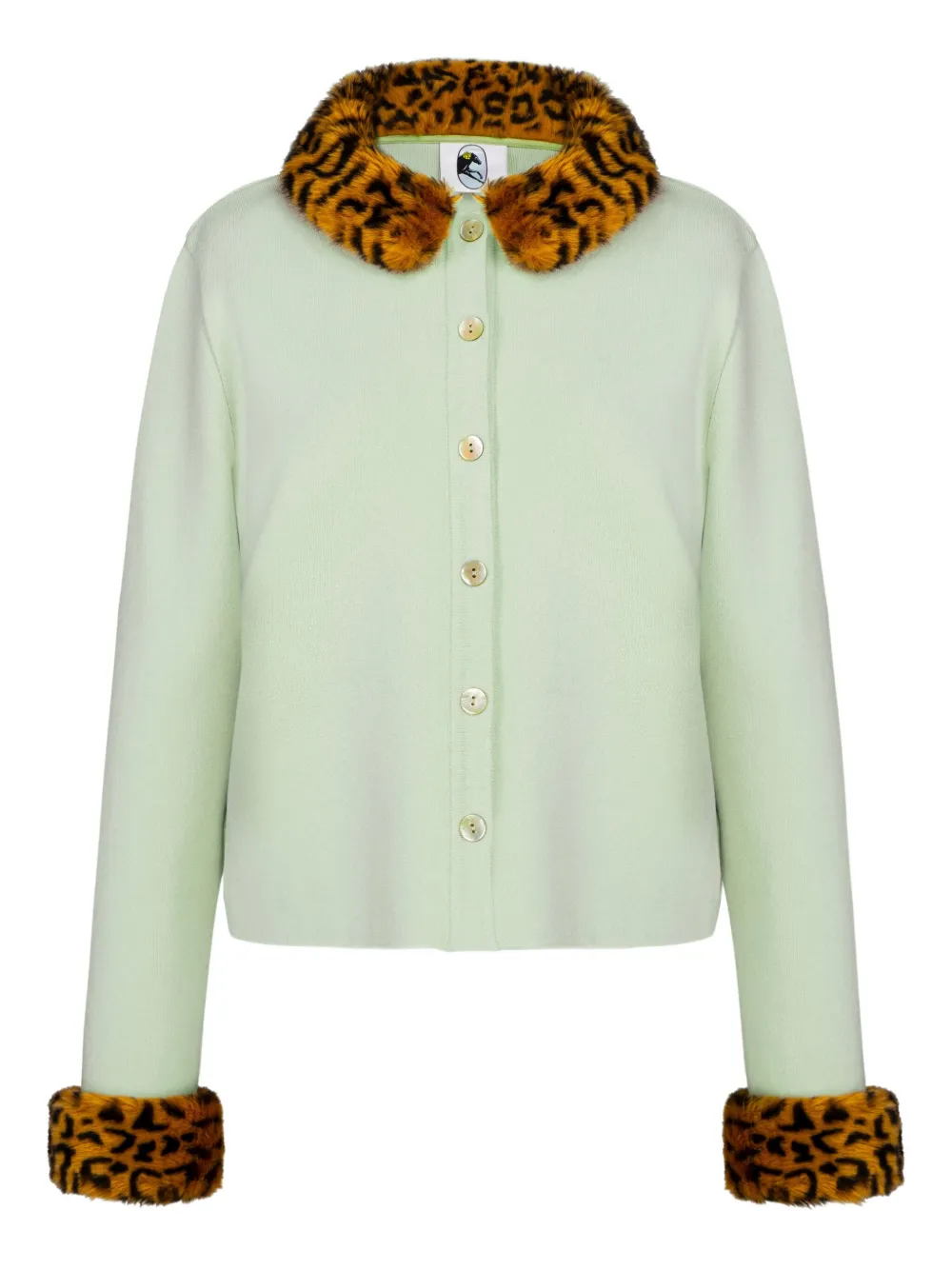 Sleeper Carmela Animal-print Collarcardigan In Green