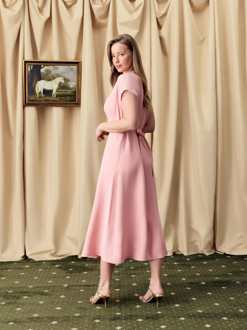 Sleeper Poppi Midi Dress In Pink In Pink