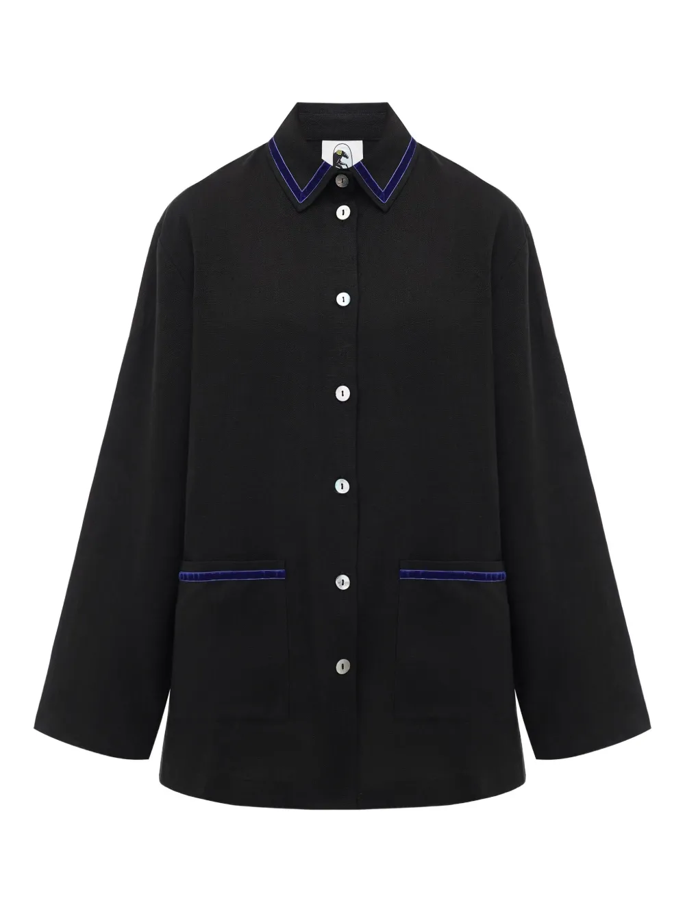Sleeper Paros Linen Unisex Pajama Shirt in Black | Black | Image 1