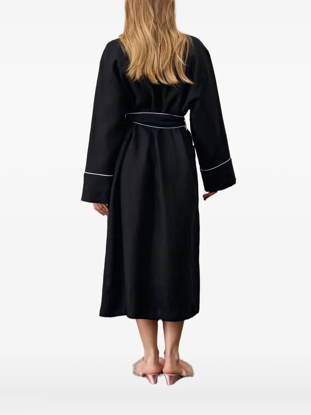 Sleeper Paros Linen Unisex Robe In Black In Black