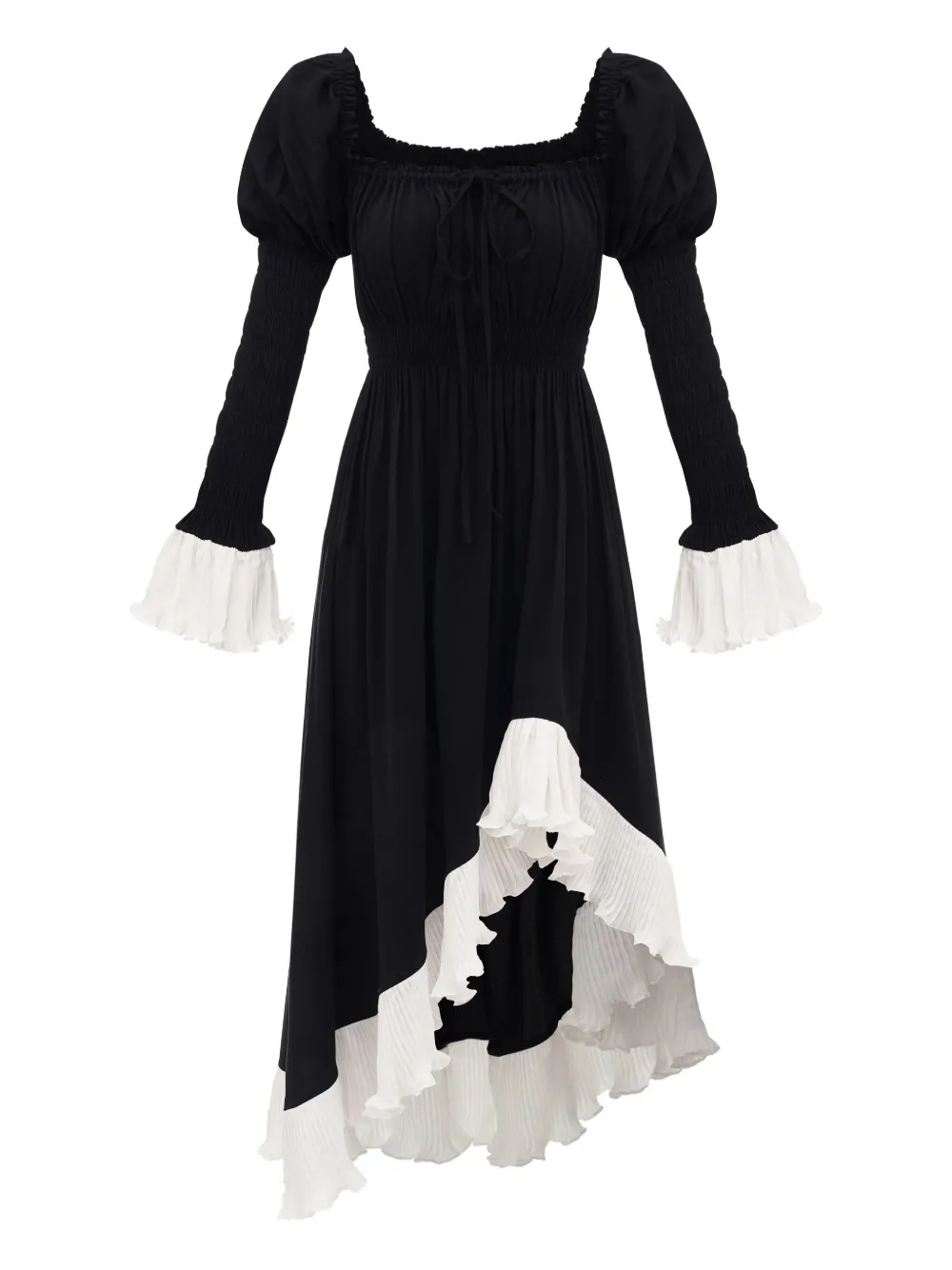 Sleeper Juliette Shirred Asymmetric Dress In Black In Black
