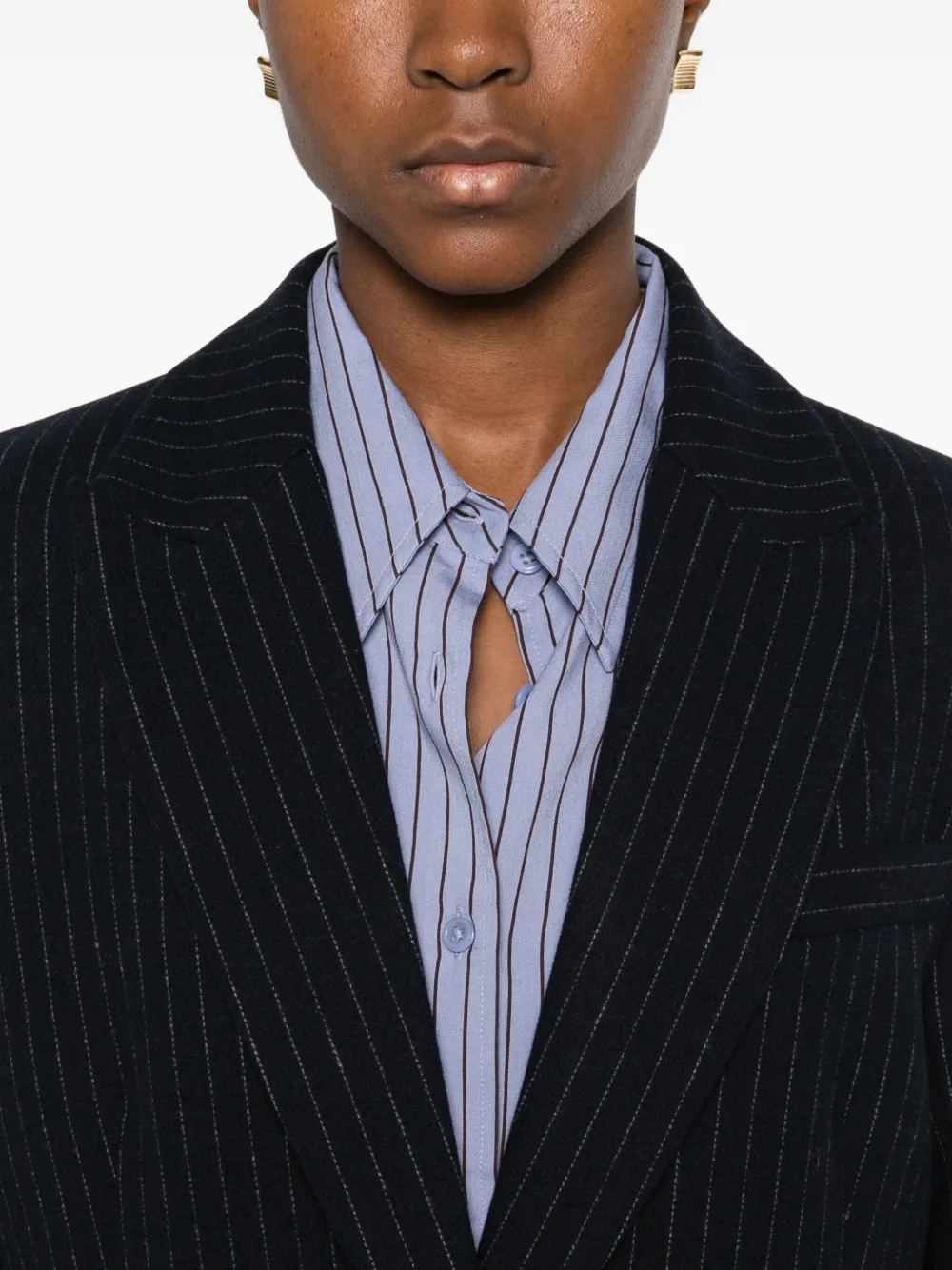 Suncoo Pinstriped Blazer In Blue