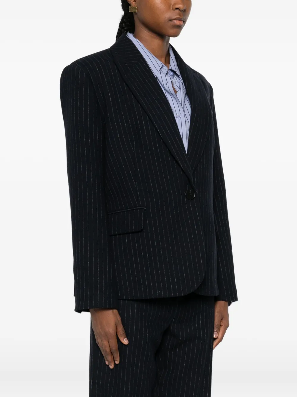 Suncoo Pinstriped Blazer In Blue