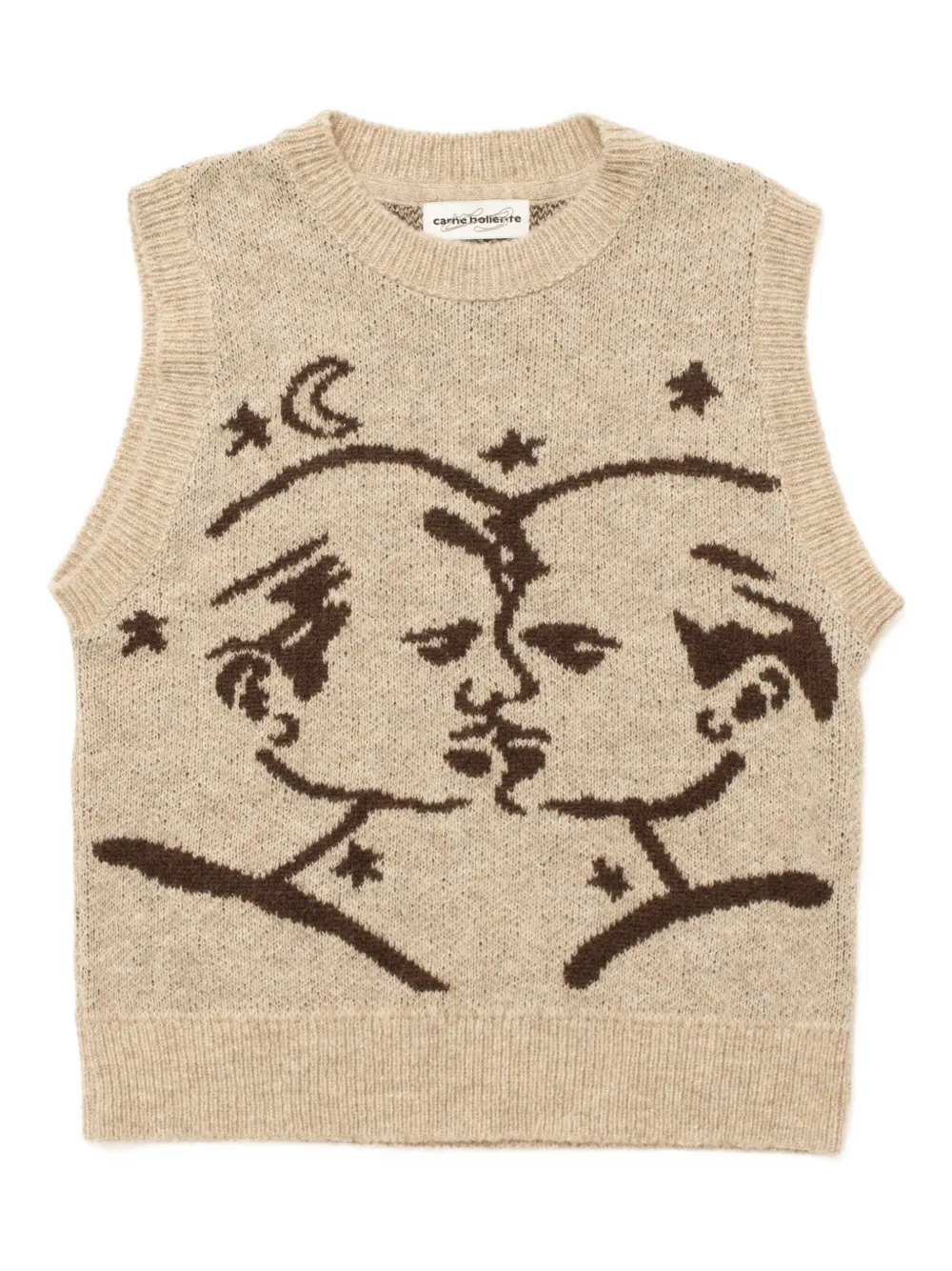 Carne Bollente Graphic Knit Midnight Mask Knit Vest In Neutral