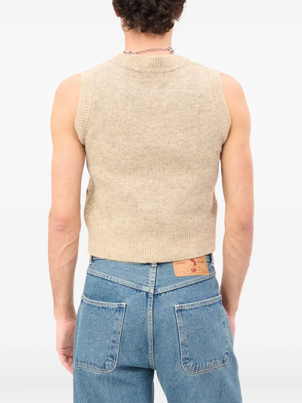 Carne Bollente Graphic Knit Midnight Mask Knit Vest In Neutral
