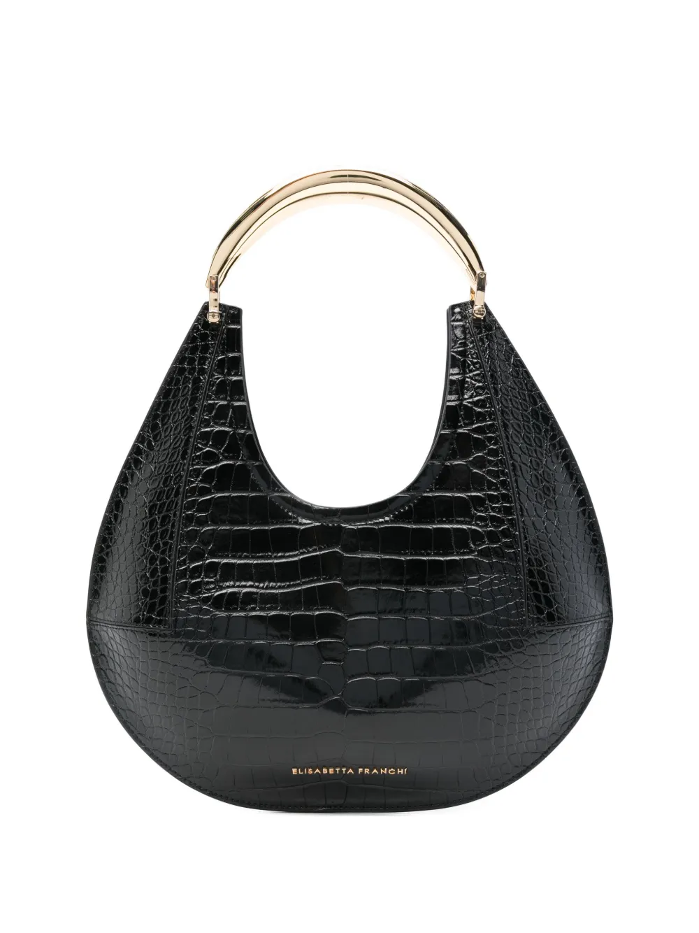 Elisabetta Franchi Crocodile-embossed Tote Bag In Black