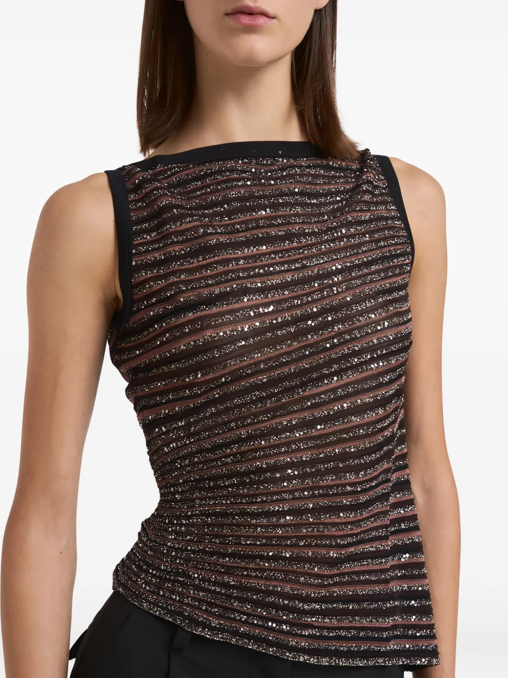 Missoni Striped Sequin-embellished Top In Black