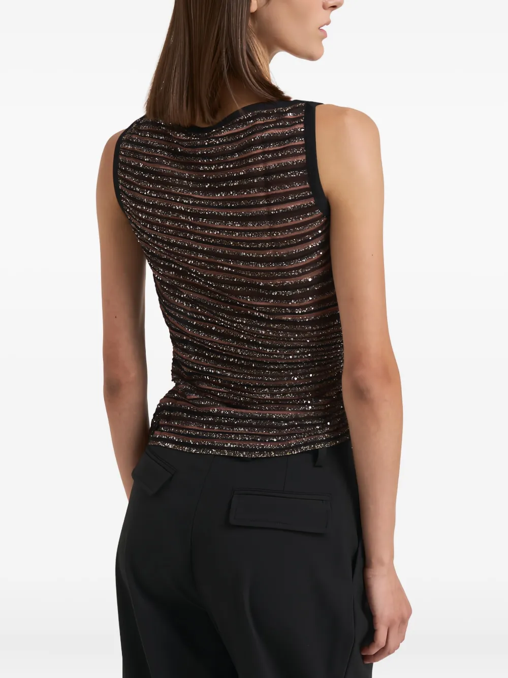 Missoni Striped Sequin-embellished Top In Black