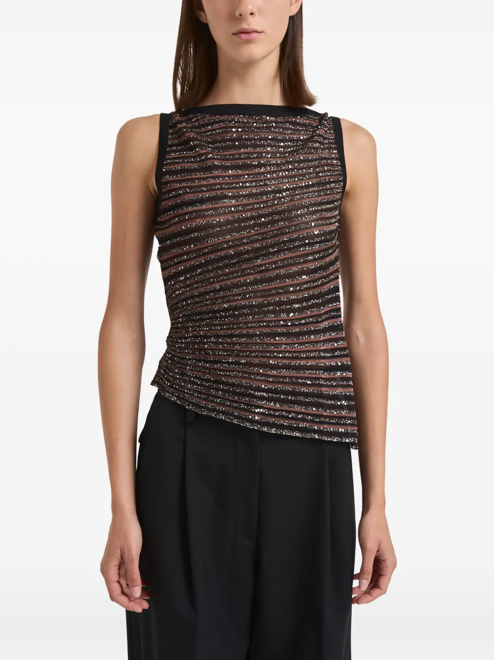 Missoni Striped Sequin-embellished Top In Black