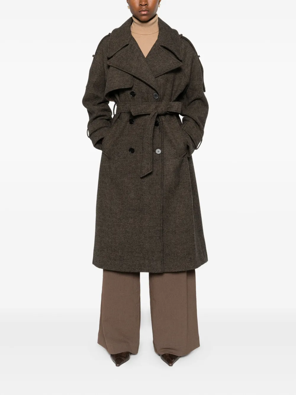 suncoo cotton double-breasted belted coat | Double Breasted & Peacoats | Image 2
