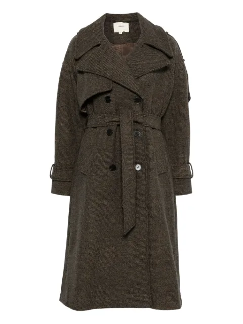 suncoo cotton double-breasted belted coat