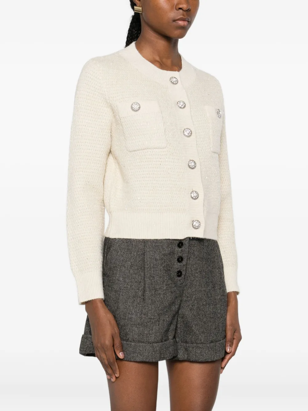 Suncoo Wool-blend Cardigan In Neutral