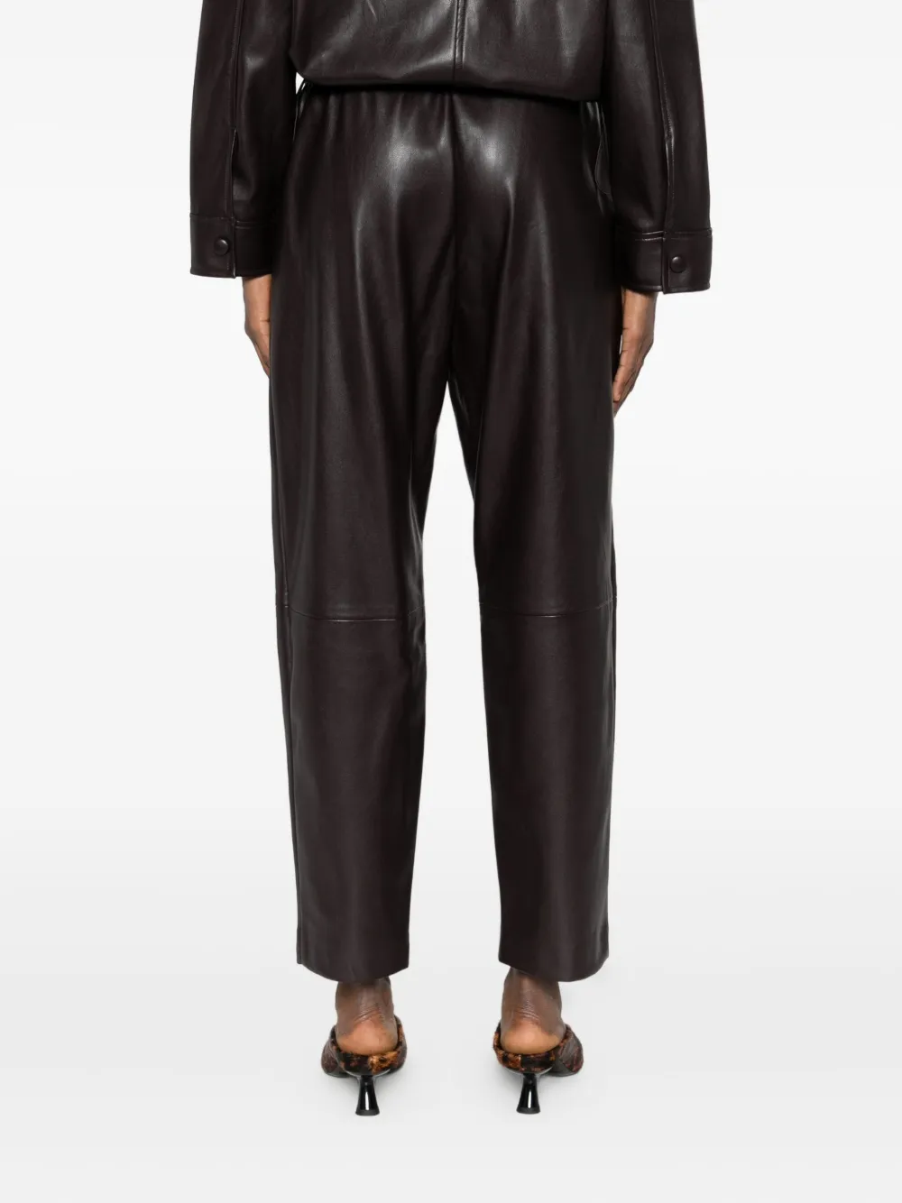 Suncoo Faux-leather Trousers (set Of Two) In Brown