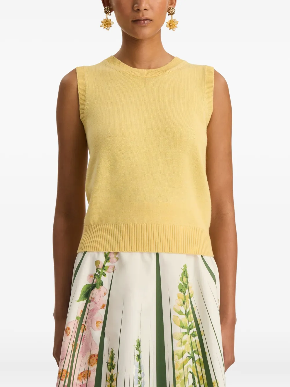  Oscar De La Renta Virgin Wool Top - Yellow 