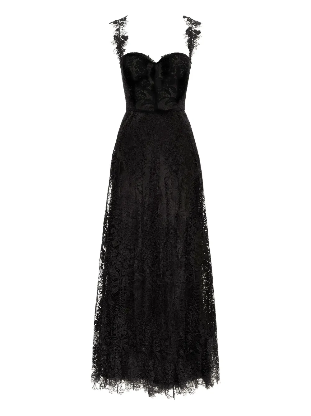 Oscar De La Renta Foxglove Guipure Cocktail Dress In Black
