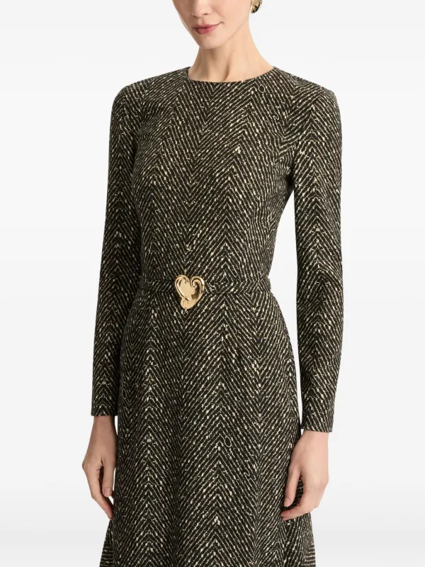 Oscar de La Renta Heart Belt Midi Dress - Black