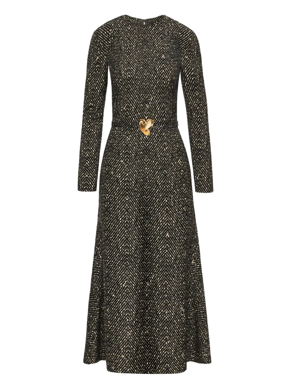 Oscar De La Renta Heart Belt Midi Dress In Multi