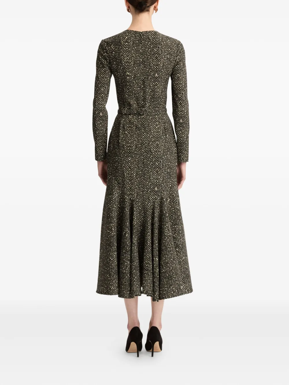 Oscar De La Renta Heart Belt Midi Dress In Multi