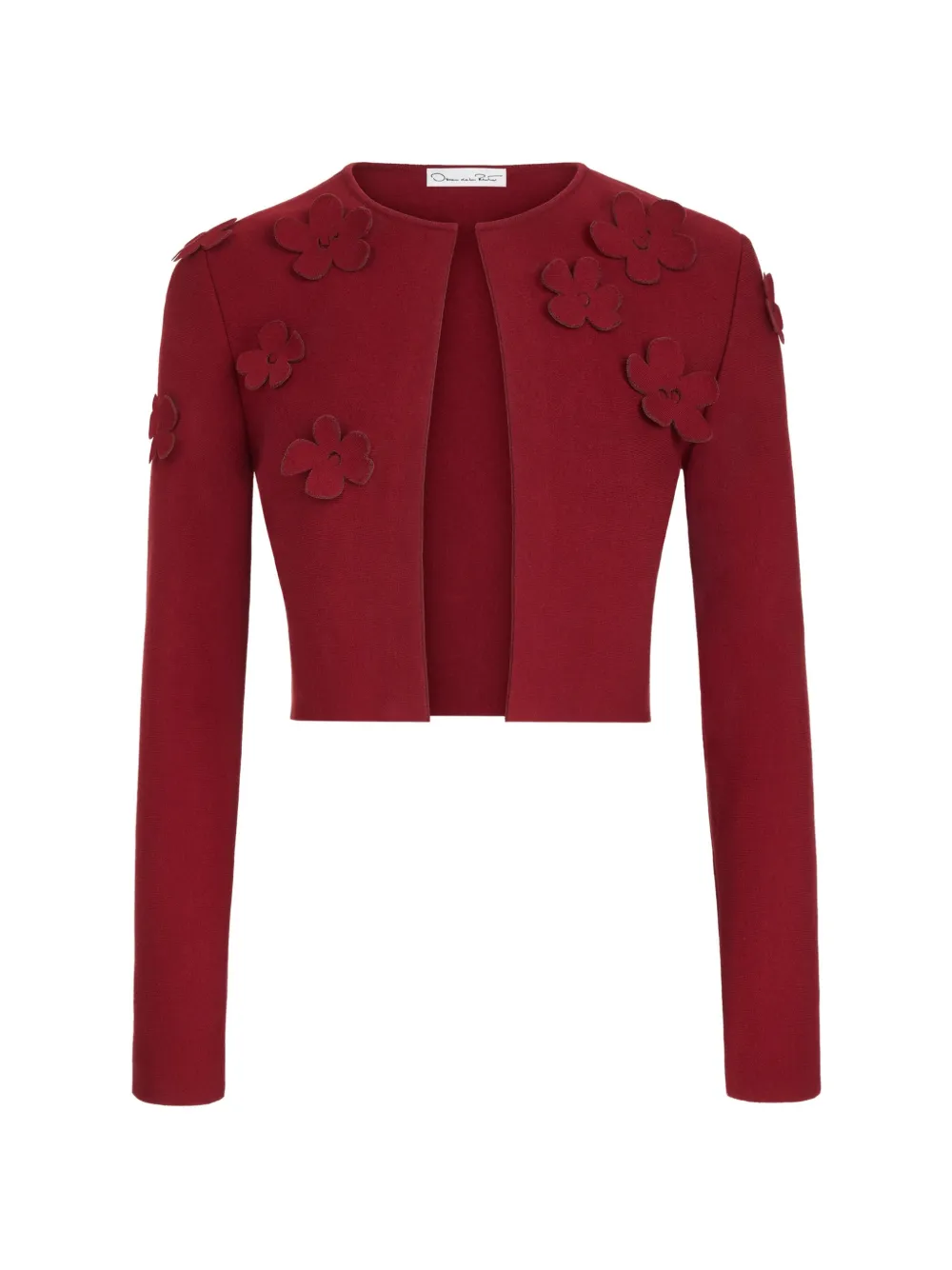 Oscar de la Renta laser-cut floral knit cardigan - Rosso