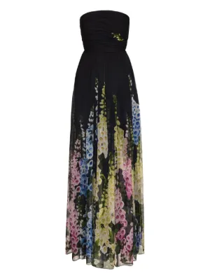open lace back dress Marchesa Notte Pleated Column Gown