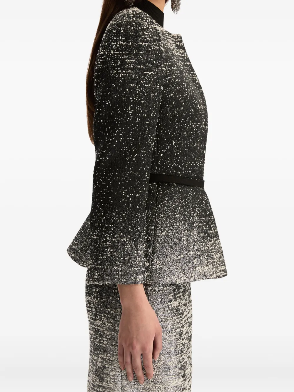 Oscar de la Renta Bouclé jack met ombré Zwart