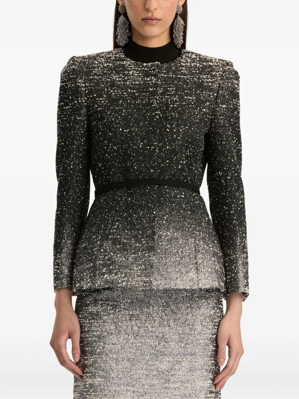 Oscar de la Renta Bouclé jack met ombré Zwart