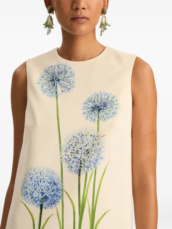 oscar mini dress white floral Oscar de la Renta Orchid Poplin Puff-Sleeve Open-Back Mini Dress
