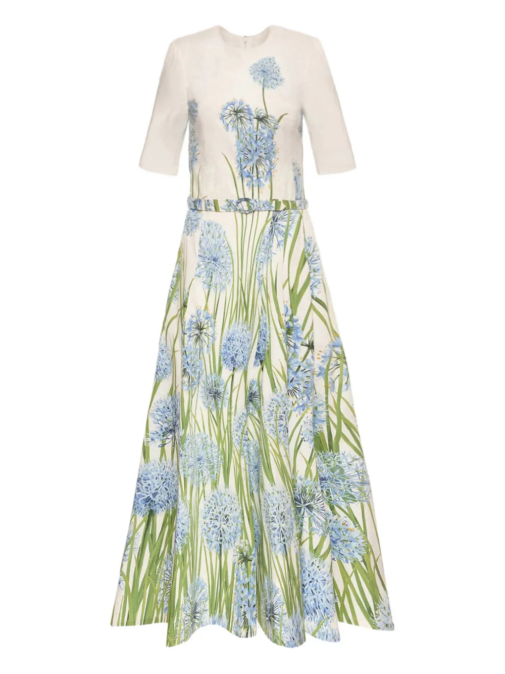 Oscar De La Renta Degrad Allium Cotton Poplin Dress In Green