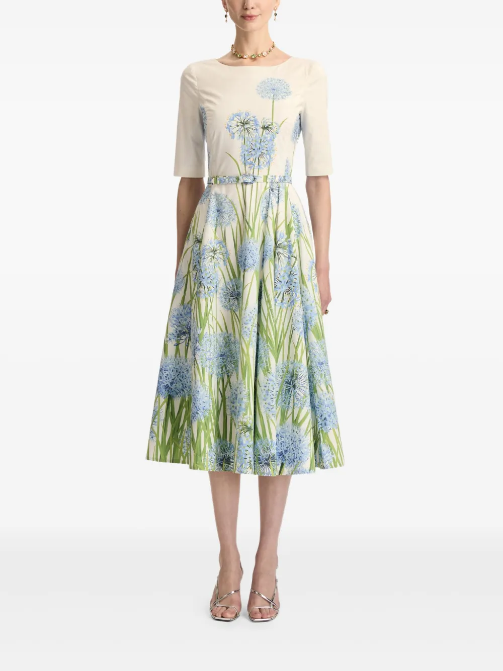 Oscar de la Renta Allium katoenen popeline midi-jurk - Beige