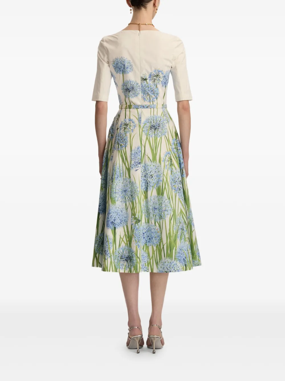 Oscar De La Renta Degrad Allium Cotton Poplin Dress In Green