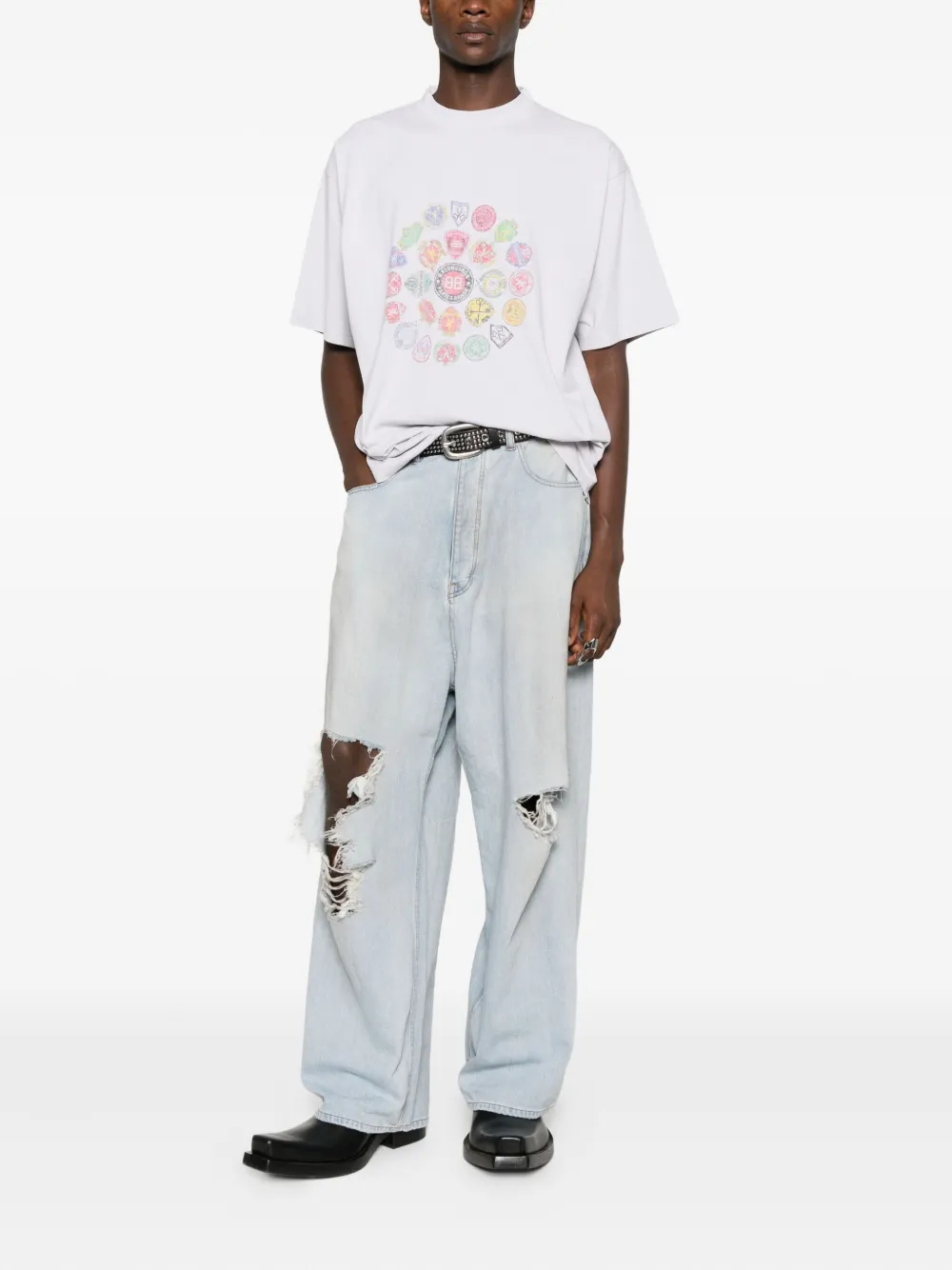Balenciaga Jeans met gescheurd detail - Blauw
