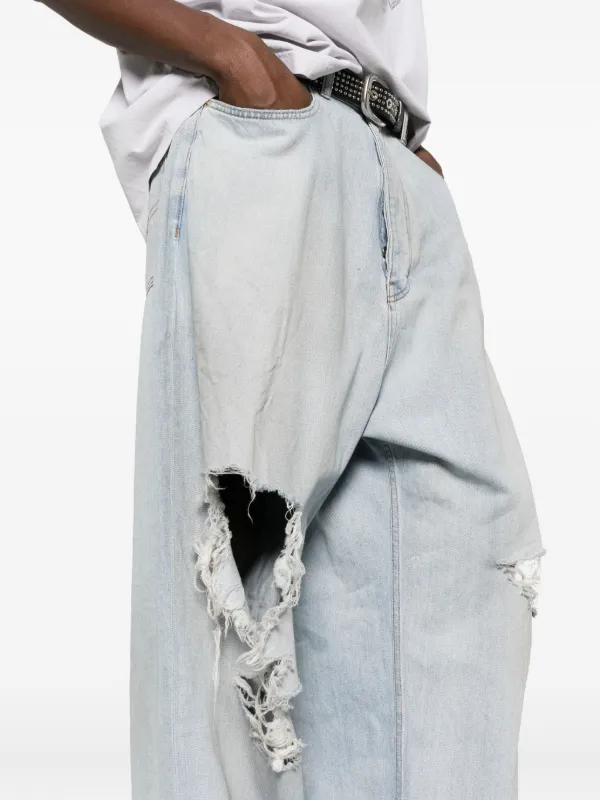 Balenciaga Calça Jeans Com Detalhe Destroyed | Azul | FARFETCH BR