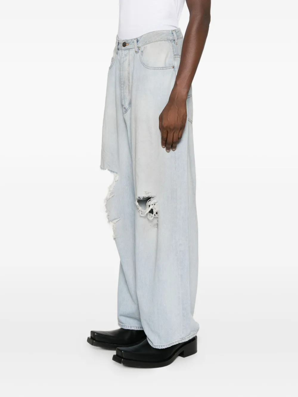 Balenciaga Jeans met gescheurd detail Blauw