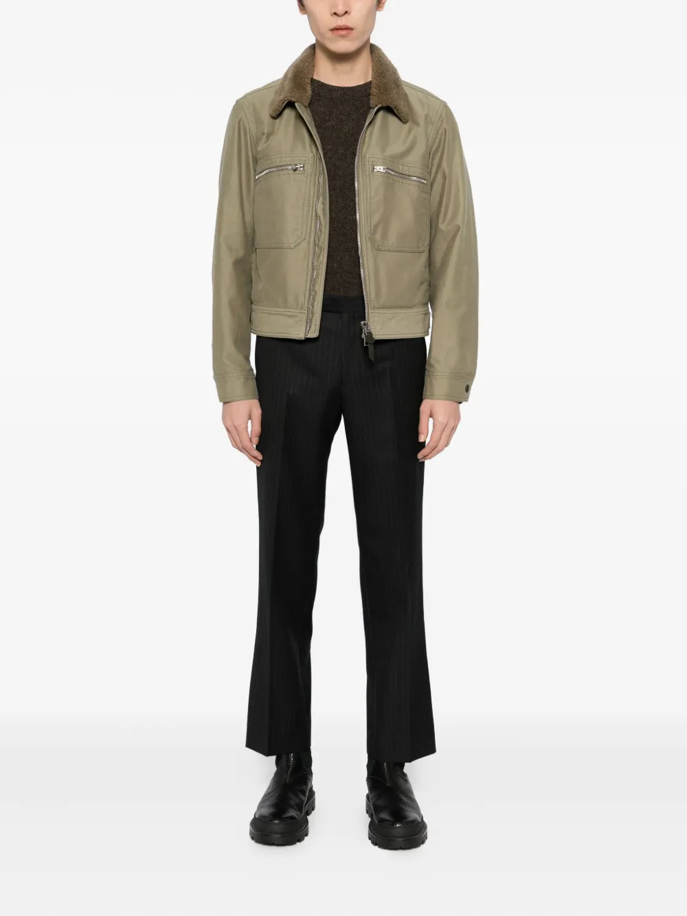 Auralee Gestreepte broek - Grijs