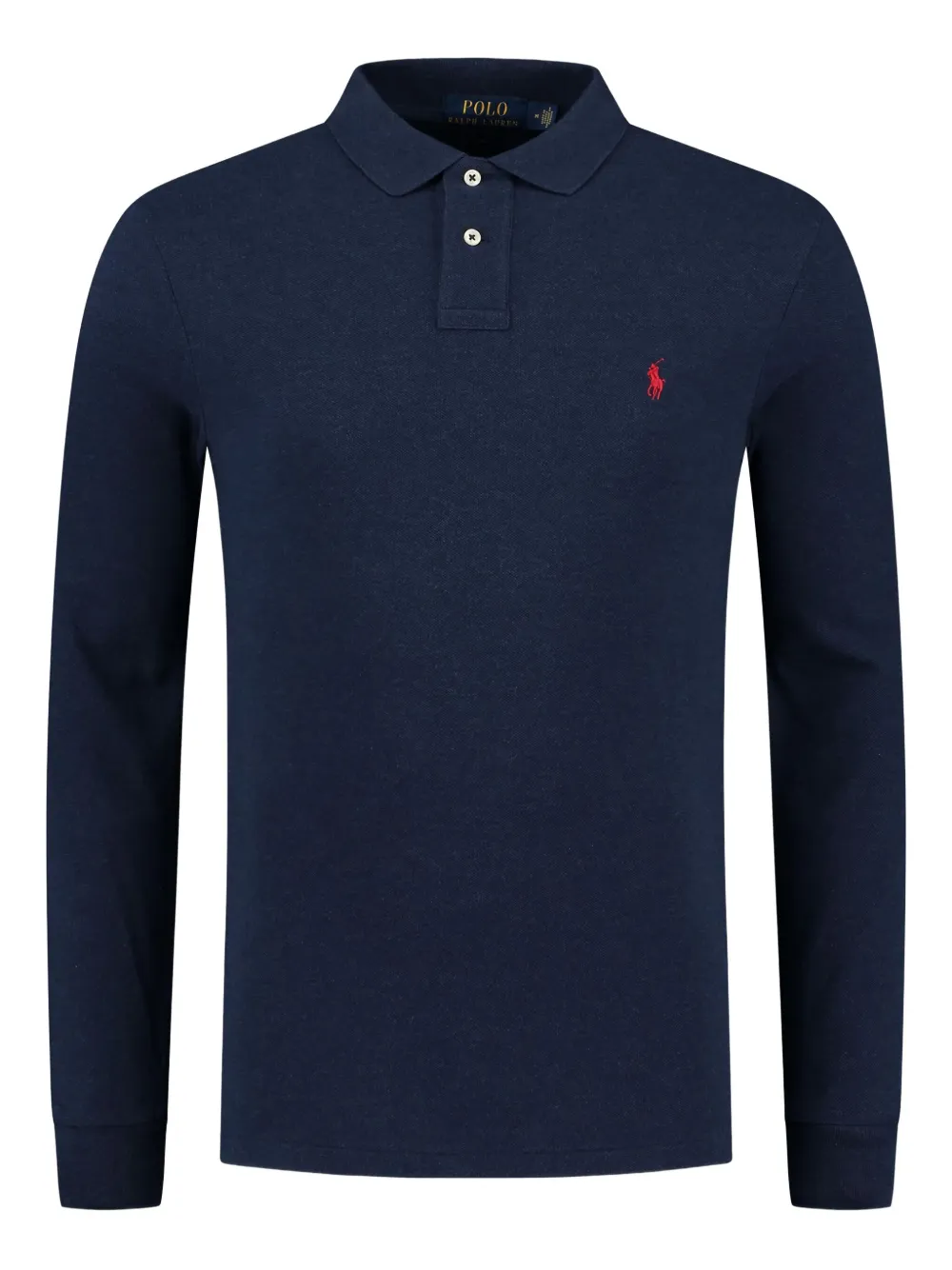 Polo Ralph Lauren Logo Long Sleeve Polo Shirt In Blue