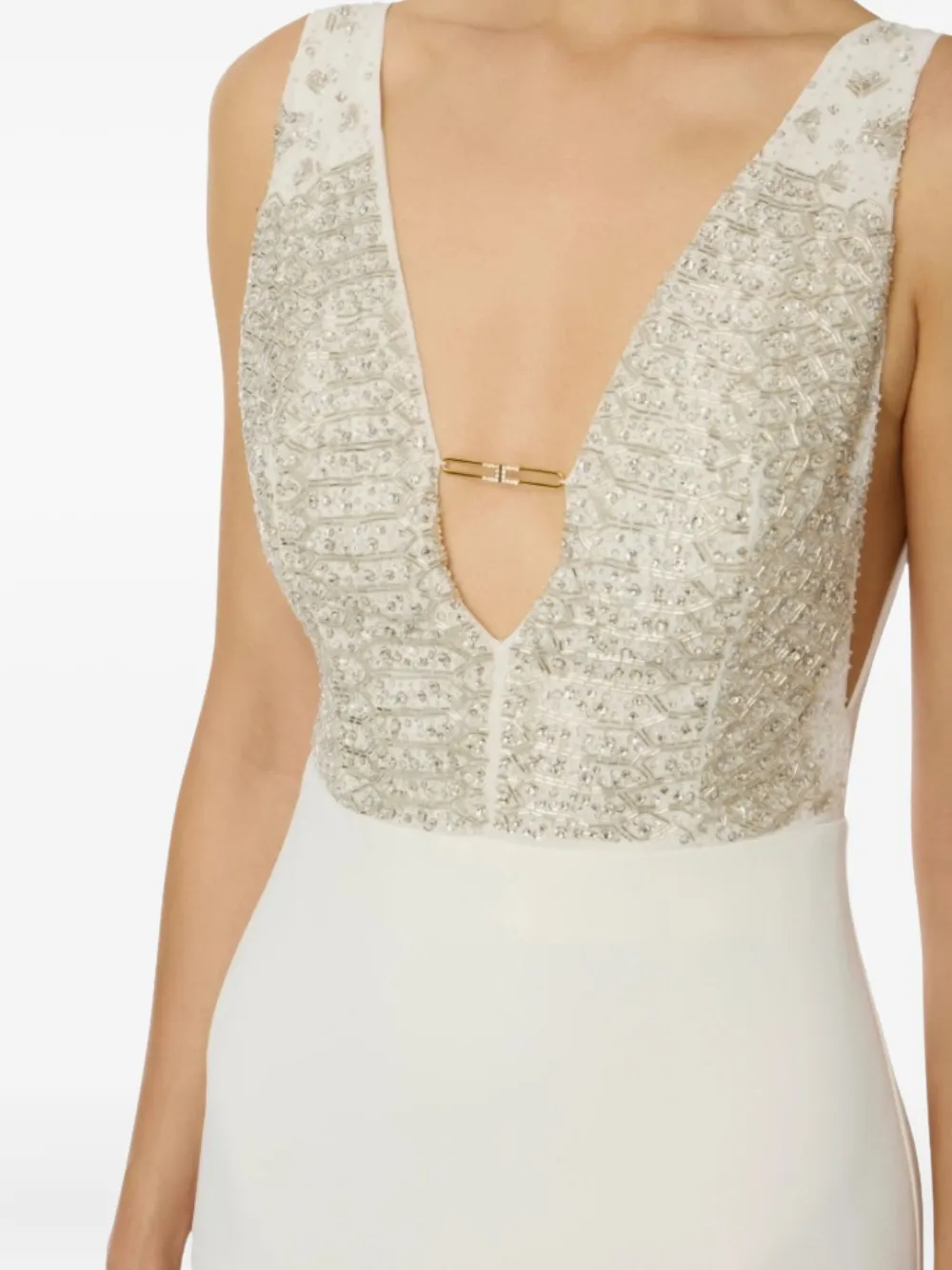 Elisabetta Franchi Maxi-jurk met kralen Beige