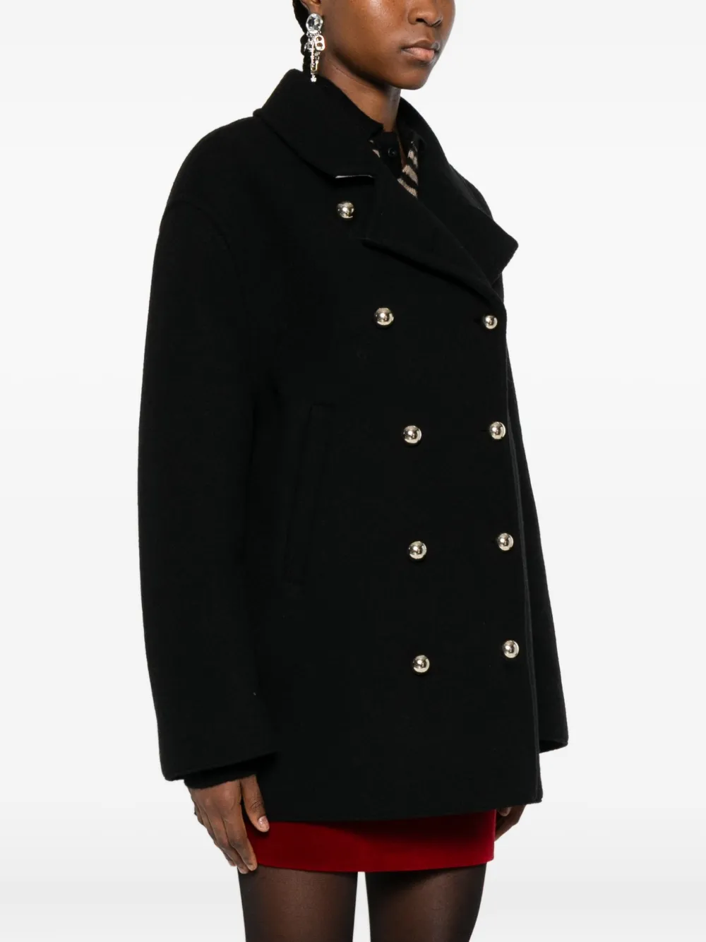 N°21 Double-breasted Coat In Black