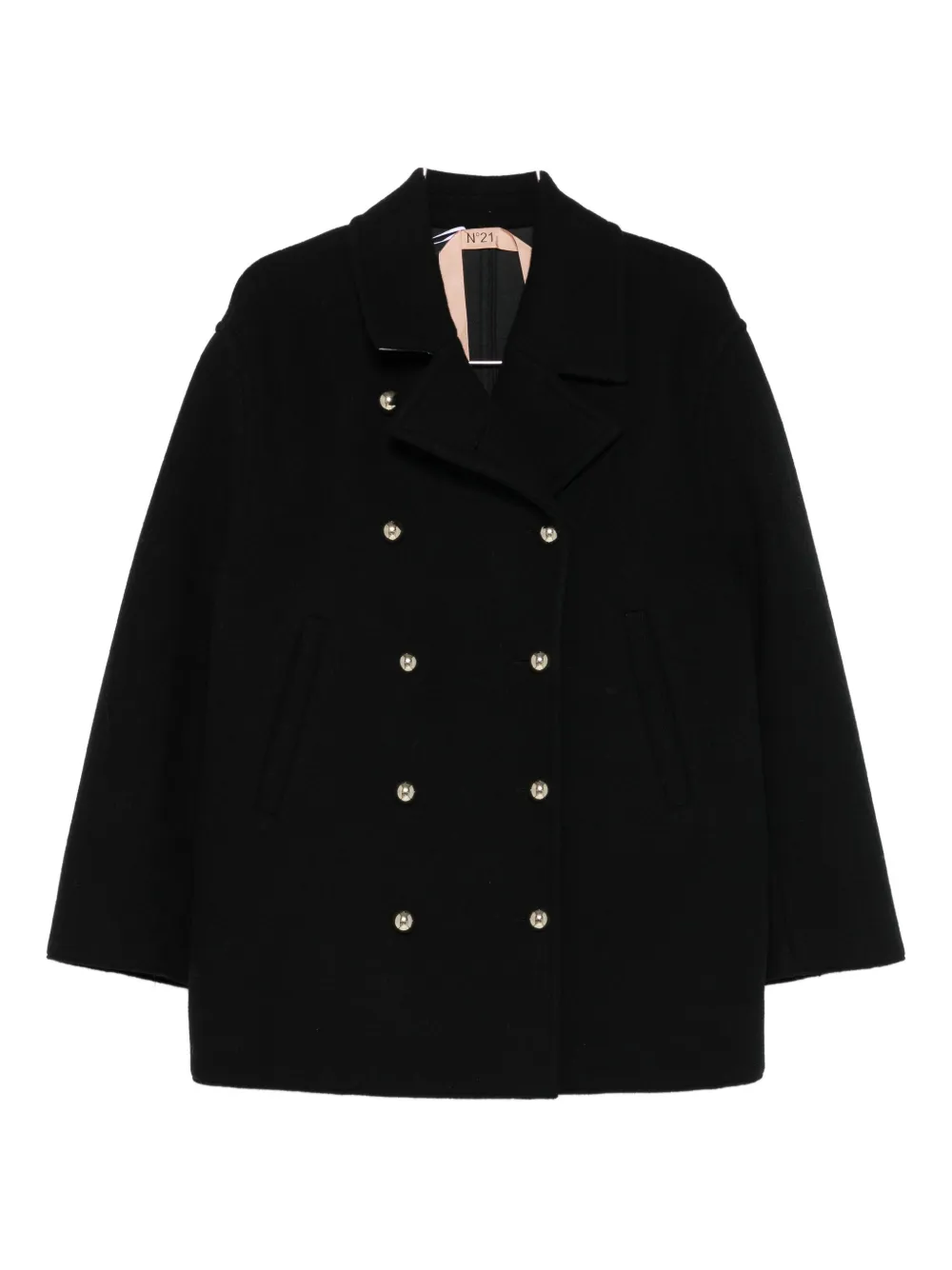 N°21 Double-breasted Coat In Black