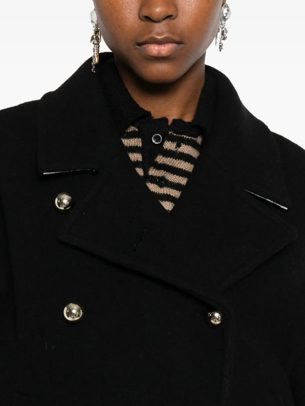 N°21 Double-breasted Coat In Black