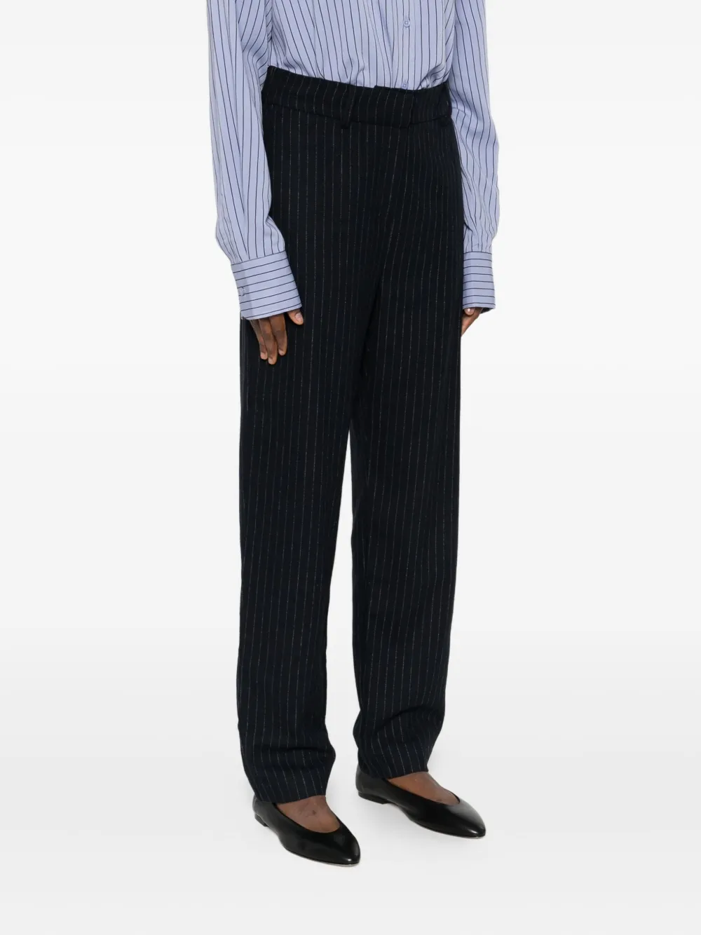 Suncoo Pinstriped Trousers In Black