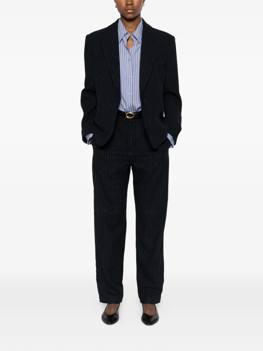 Suncoo Pinstriped Trousers In Black