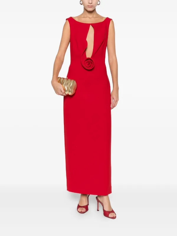 Magda Butrym floral-appliqué Midi Dress Red FARFETCH TR