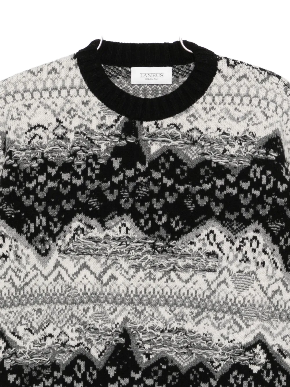 Laneus Patterned Sweater In Black