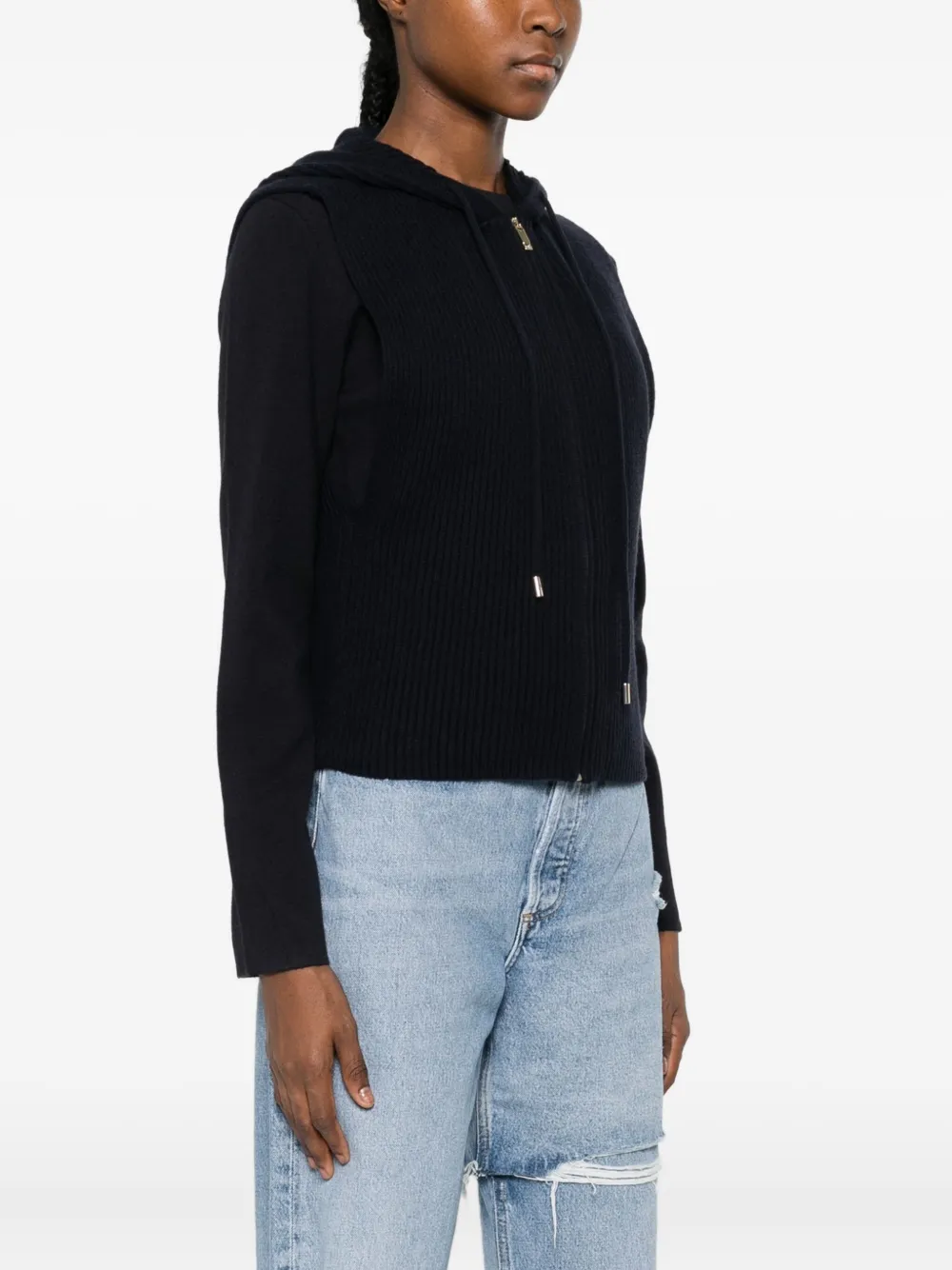 Max Mara Hooded Zip Jacket In Black
