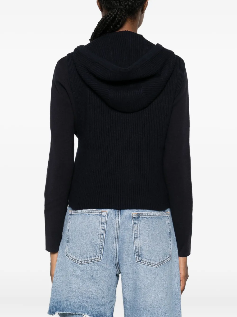 Max Mara Hooded Zip Jacket In Black