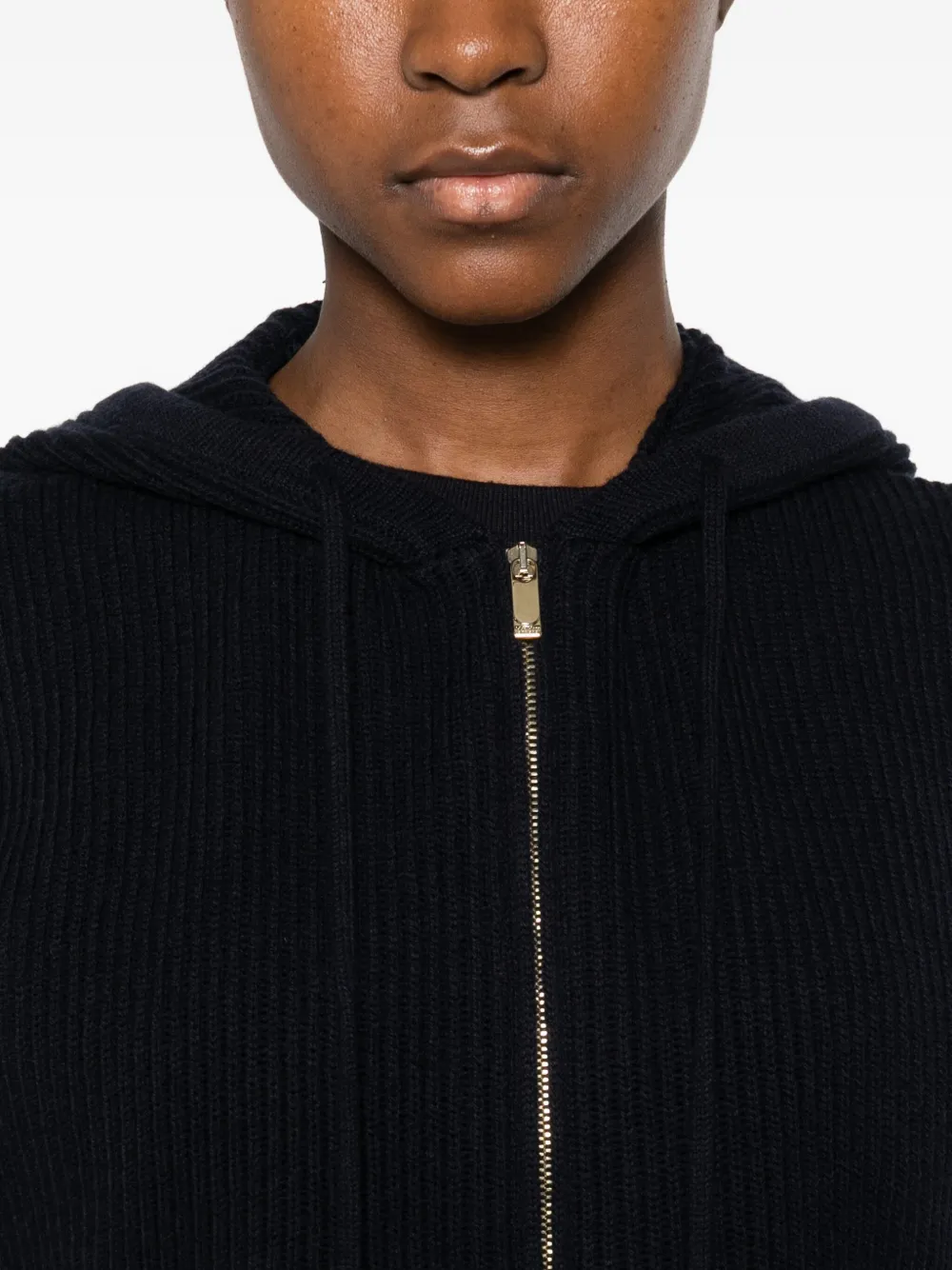 Max Mara Hooded Zip Jacket In Black