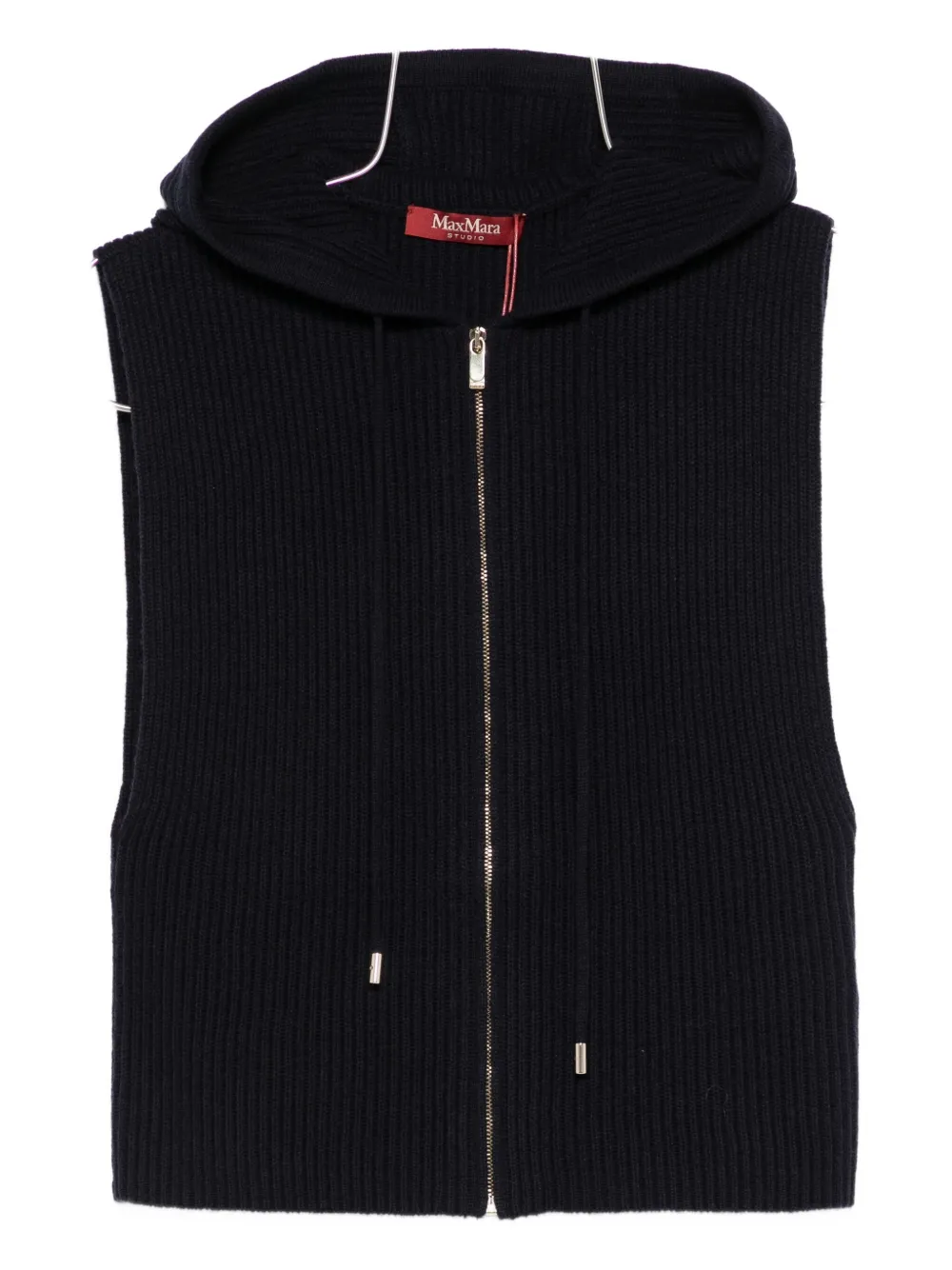 Max Mara Hooded Zip Jacket In Black